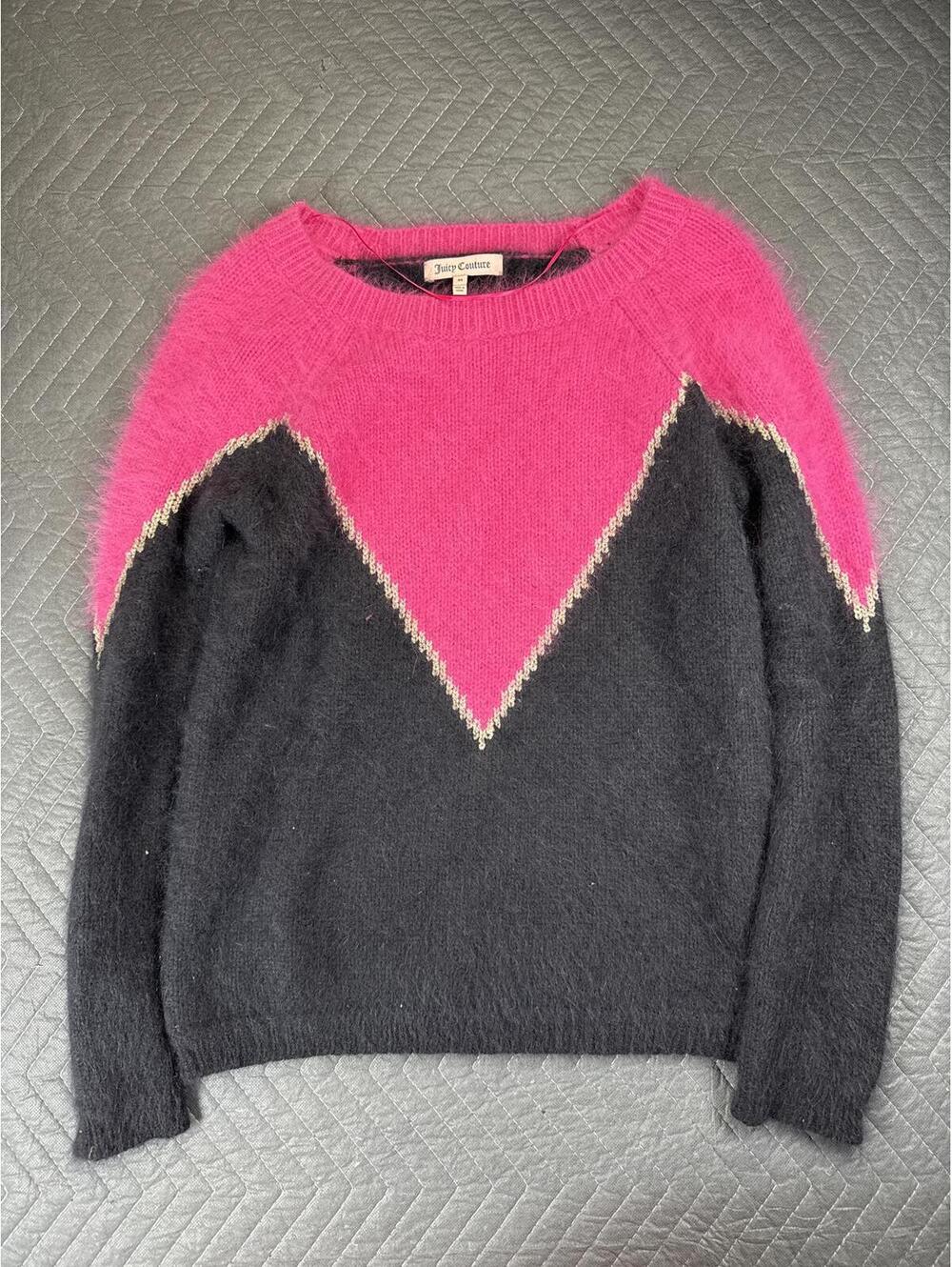Juicy Couture Y2K Fuzzy Knit Colorblock Sweater Women’s M